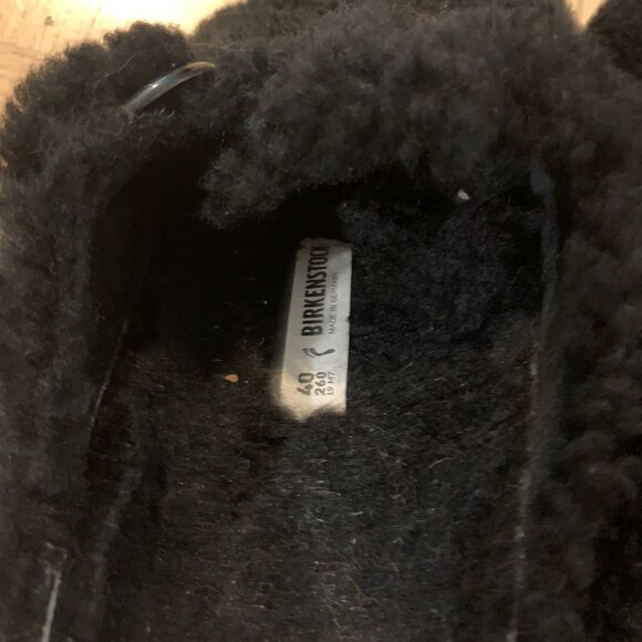 Birkenstock Boston Big Buckle Black Teddy Clogs Size 40 - Picture 2 of 3